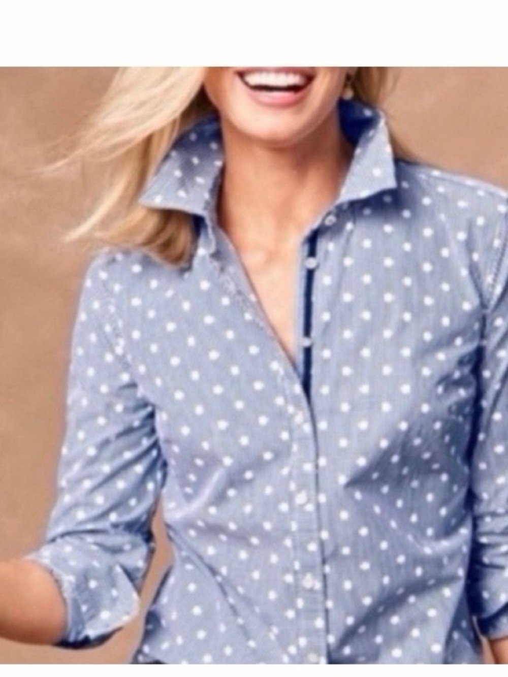 Talbots Striped Polka Dot Long Sleeve‎ Blouse